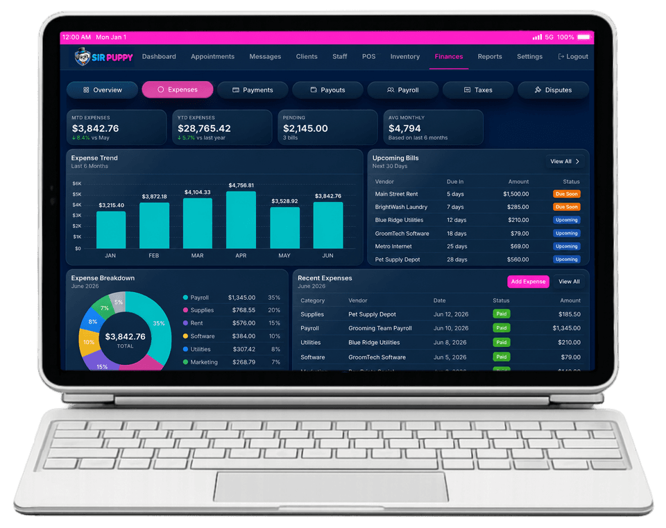 Bills and expense tracking dashboard