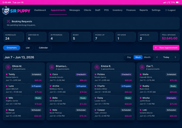 Appointment management dashboard