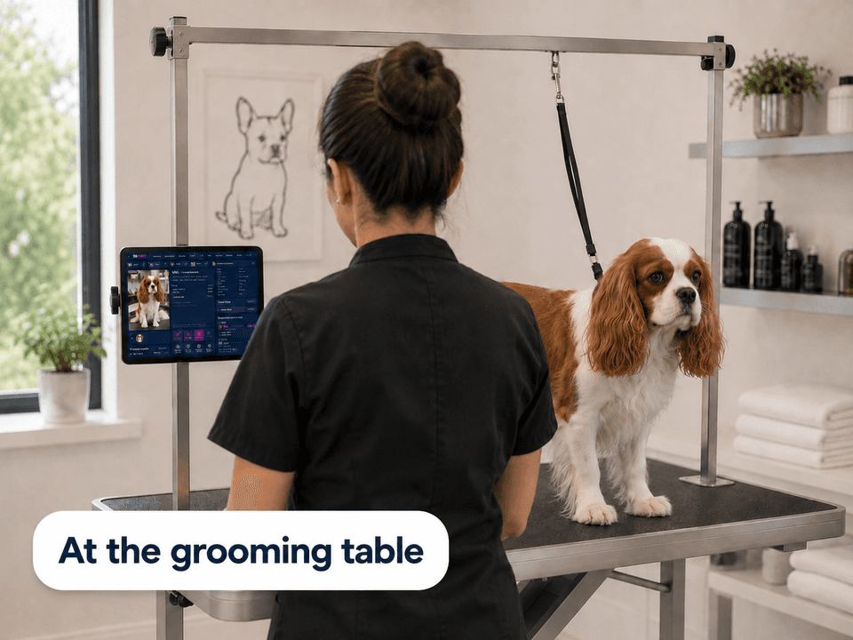 Sir Puppy in use at the grooming table
